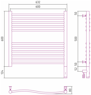 Сунержа Флюид 3.0 Электрический полотенцесушитель 600х600 Темный титан муар от интернет-магазина Purezza 