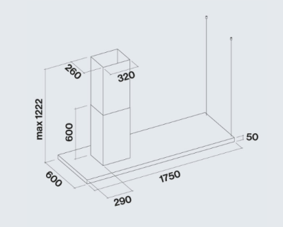 FALMEC LUMEN ISOLA STEEL 175 SX Островная вытяжка 1750 мм, CLUI75.E1P2#NEUI490F от интернет-магазина Purezza 