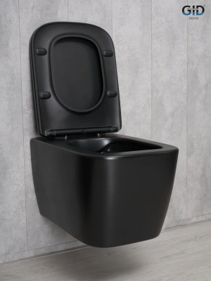 Gid Безободковый подвесной унитаз микролифт дюропласт Tr2140Bm Черный матовый от интернет-магазина Purezza 