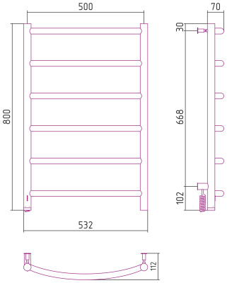 Сунержа Галант 4.0 Электрический полотенцесушитель 800х500 Сатин от интернет-магазина Purezza 