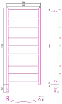 Сунержа Галант 3.0 Электрический полотенцесушитель 1200х500 от интернет-магазина Purezza 