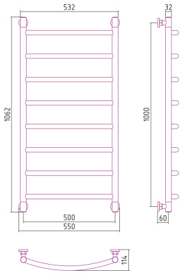 Сунержа Галант+ Водяной полотенцесушитель 1000х500 15-0200-1050 Темный титан муар от интернет-магазина Purezza 