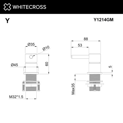 Whitecross Смеситель для умывальника скрытого монтажа Y1214GM Оружейная сталь от интернет-магазина Purezza 