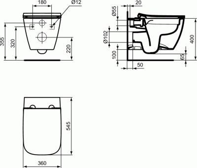 Ideal Standard Промо-комплект ProSys (R020467 Инсталляция, T461401 Подвесной унитаз T500301 Сиденье и крышка) I500301 от интернет-магазина Purezza 