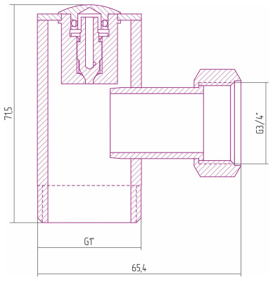 Сунержа Уголок со спускным клапаном 1" нар.р. - 3/4" н/г 50-1511-0134 Флок бронза от интернет-магазина Purezza 
