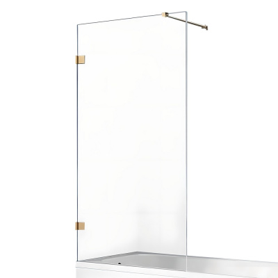 New Trendy AVEXA GOLD BRUSHED Шторка стеклянная на ванну, профиль брашированное золото, стекло прозрачное, одна секция от интернет-магазина Purezza 