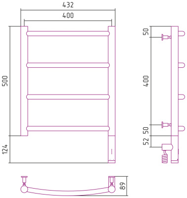Сунержа Галант 3.0 Электрический полотенцесушитель 500х400 Состаренная латунь от интернет-магазина Purezza 