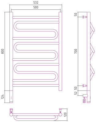 Сунержа Элегия 3.0 Электрический полотенцесушитель 800х500 Шампань от интернет-магазина Purezza 