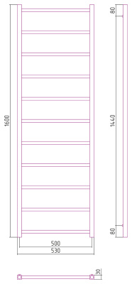 Сунержа Модус-ПРОФИ Полотенцесушитель комбинированный 1600x500 00-5109-1650 от интернет-магазина Purezza 