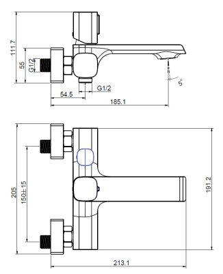 Creavit ALFA Cмеситель для ванны AL2500 от интернет-магазина Purezza 