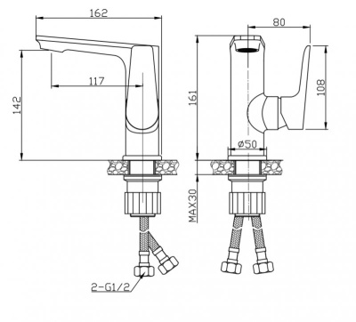 Belbagno ANCONA Смеситель для раковины без донного клапана ANCONA-LVM-CRM от интернет-магазина Purezza 