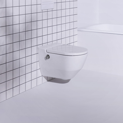 Laufen Cleanet Navia Унитаз-биде подвесной 580х370х380 мм, безободковый, со съемным сиденьем микролифт, c покрытием LCC, 8.2060.1.400.000.1 от интернет-магазина Purezza 