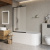 Belbagno LUCE-VF-11 Душевая шторка на ванну, ширина 900 мм, цвет профиля черный матовый, стекло рифленое от интернет-магазина Purezza 