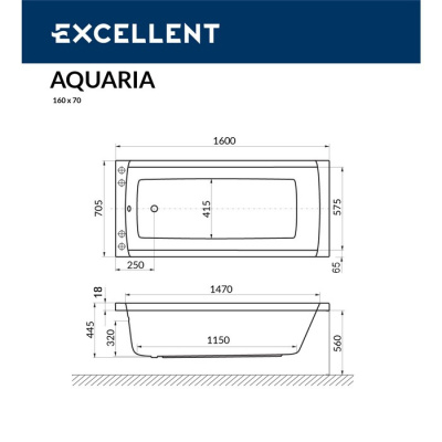 Excellent Aquaria Slim Акриловая ванна 160х70.5 WAEX.AQU16WHS от интернет-магазина Purezza 