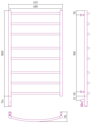 Сунержа Галант 3.0 Электрический полотенцесушитель 1000х600 Матовый белый от интернет-магазина Purezza 