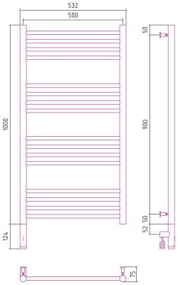 Сунержа Богема 3.0 прямая Электрический полотенцесушитель 1000х500 Золото от интернет-магазина Purezza 