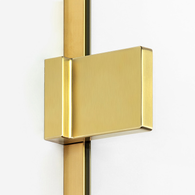 New Trendy AVEXA GOLD BRUSHED Душевая перегородка с вешалкой, длина 500-1600 мм, профиль брашированное золото, стекло прозрачное, толщина стекла 8 мм от интернет-магазина Purezza 