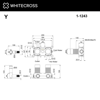 Whitecross Встраиваемая часть смесителя на 3 потребителя 1-Y1243 от интернет-магазина Purezza 
