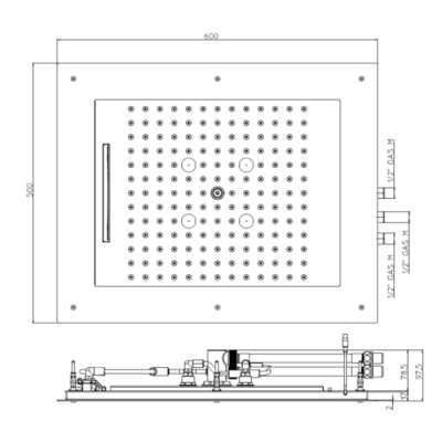 BOSSINI FRAME/3 RGB LIGHTS Верхний душ с накладной рамой для подвесного потолка  500 мм х 600 мм х 17 мм, с 3 режимами струи HI0930.030 от интернет-магазина Purezza 
