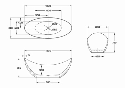 Maxonor FLOR Акриловая ванна 1800х800х750 PL-BT2810 Белый от интернет-магазина Purezza 