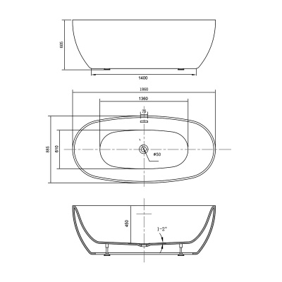 Vincea Акриловая ванна 186х88,5х60,5 VBT-405-1860 Белый от интернет-магазина Purezza 
