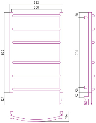 Сунержа Галант 3.0 Электрический полотенцесушитель 800х500 Темный титан муар от интернет-магазина Purezza 