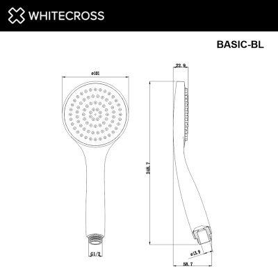 Whitecross Душевая лейка 1 режим BASIC-BL Матовый черный от интернет-магазина Purezza 
