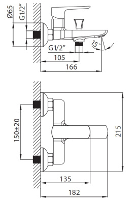 Creavit SLOPE Cмеситель для ванны SP2500 от интернет-магазина Purezza 