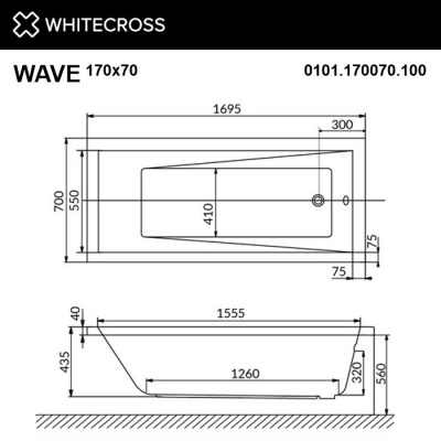 Whitecross Wave Акриловая ванна 170х70 0101.170070.100 от интернет-магазина Purezza 