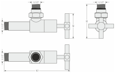 Сунержа Вентиль угловой крест G 1/2" НР х G 1/2" НР 05-1408-1212 Состаренная бронза от интернет-магазина Purezza 