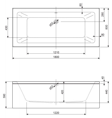 Cezares Plane Mini Акриловая ванна 180x80 PLANE MINI-180-80-42-W37 от интернет-магазина Purezza 