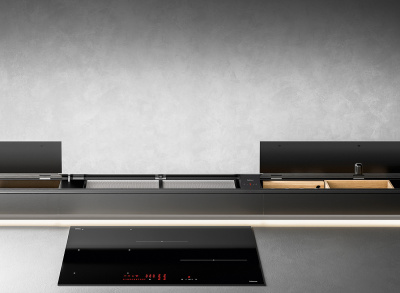 Falmec MONOLITH 90 VETRO NERO Вытяжка встраиваемая в столешницу 90 см от интернет-магазина Purezza 