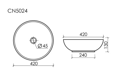 Ceramicanova Element Умывальник чаша накладная круглая 42х42 CN5024 Белый от интернет-магазина Purezza 