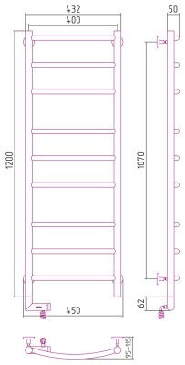Сунержа Галант 2.0 Электрический полотенцесушитель 1200х400 от интернет-магазина Purezza 