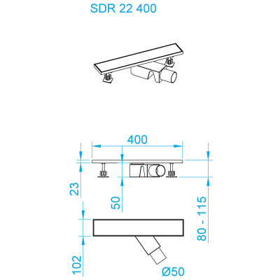RGW SDR-22B Душевой трап двухсторонний линейный, черный, длина 400/600 мм от интернет-магазина Purezza 