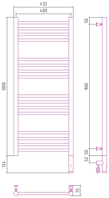 Сунержа Богема 3.0 прямая Электрический полотенцесушитель 1000х400 от интернет-магазина Purezza 