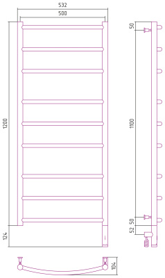 Сунержа Галант 3.0 Электрический полотенцесушитель 1200х500 Золото от интернет-магазина Purezza 