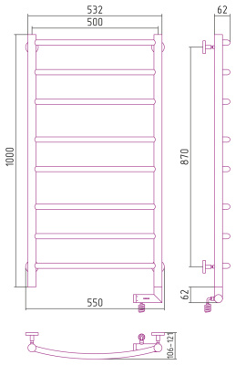 Сунержа Галант 2.0 Электрический полотенцесушитель 1000х500 Белый от интернет-магазина Purezza 