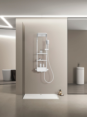 Aquame AQM8003W Душевая система с термостатом и скрытым изливом, белая матовая от интернет-магазина Purezza 