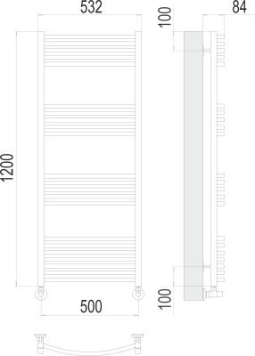 Terminus Классик П22 Водяной полотенцесушитель 1200х500 4670078529619 Нержавеющая сталь от интернет-магазина Purezza 