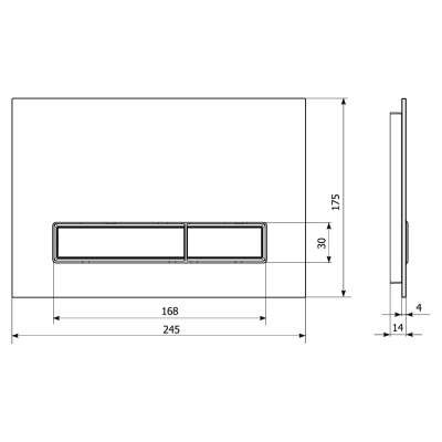 KK-POL Смывная клавиша Vitrum Grande V1, QUARTZ, 350/PPK/410-00-03 Матовый черный/Хром глянцевый от интернет-магазина Purezza 