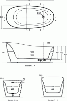 Ideal Standard AROUND Свободностоящая акриловая ванна 180x85х76 K871501 от интернет-магазина Purezza 