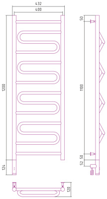 Сунержа Элегия 3.0 Электрический полотенцесушитель 1200х400 от интернет-магазина Purezza 