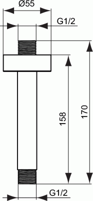 Ideal Standard IDEALRAIN Потолочный держатель верхнего душа 150 мм B9446XG Черный матовый от интернет-магазина Purezza 