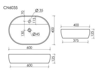 Ceramicanova Element Умывальник чаша накладная овальная 60х40 CN6035 Белый от интернет-магазина Purezza 