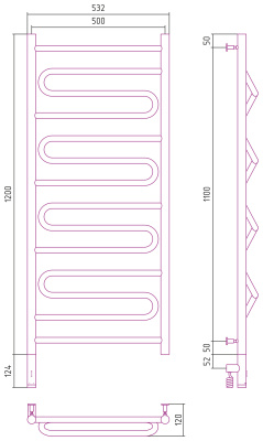 Сунержа Элегия 3.0 Электрический полотенцесушитель 1200х500 Матовый черный от интернет-магазина Purezza 
