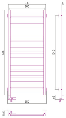 Сунержа Центурион 2.0 Электрический полотенцесушитель 1200x500 Темный титан муар от интернет-магазина Purezza 
