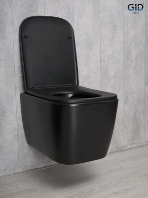 Gid Безободковый подвесной унитаз микролифт дюропласт Tr2140Bm Черный матовый от интернет-магазина Purezza 