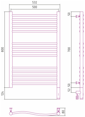 Сунержа Флюид 3.0 Электрический полотенцесушитель 800х500 от интернет-магазина Purezza 