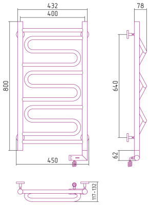 Сунержа Элегия 2.0 Электрический полотенцесушитель 800х400 от интернет-магазина Purezza 